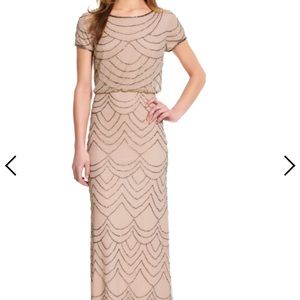 Adrianna Papell Short Sleeve Beaded Blouson Gown